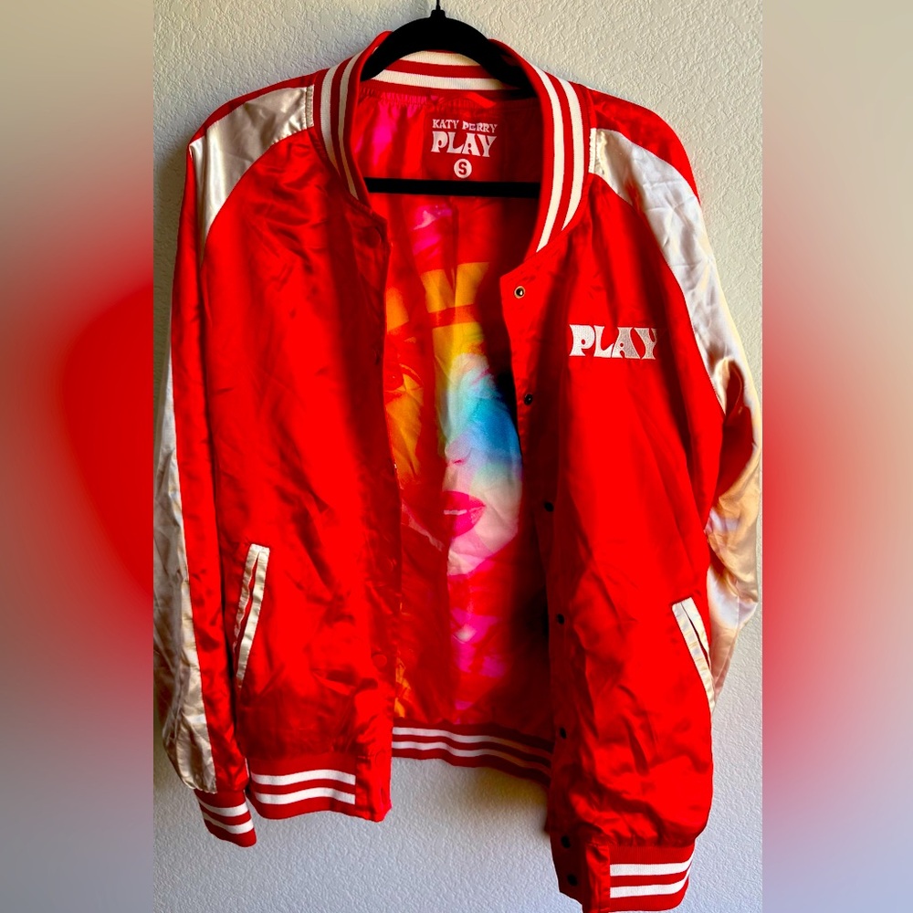 Katy Perry Red and White PLAY Varsity Jacket S